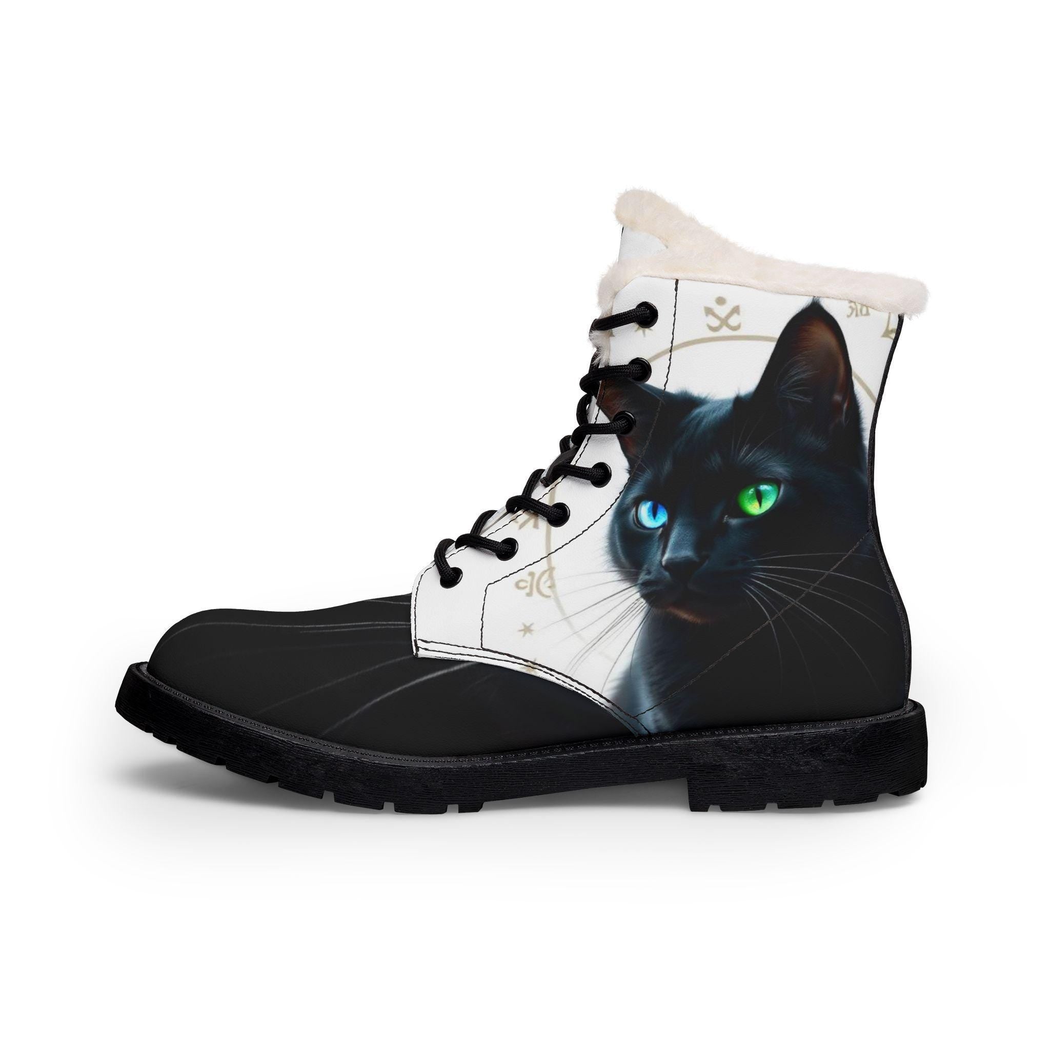 Black Cat Boots | Fur-Lined Leather Boots