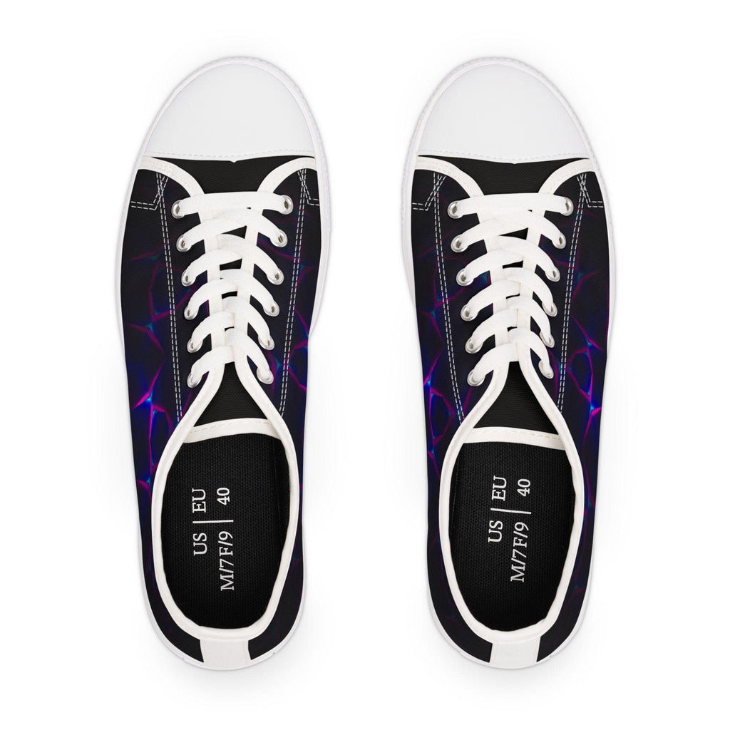 Neon Plasma Pattern Women's Low Top Sneakers | Purple Blue Galaxy Circles
