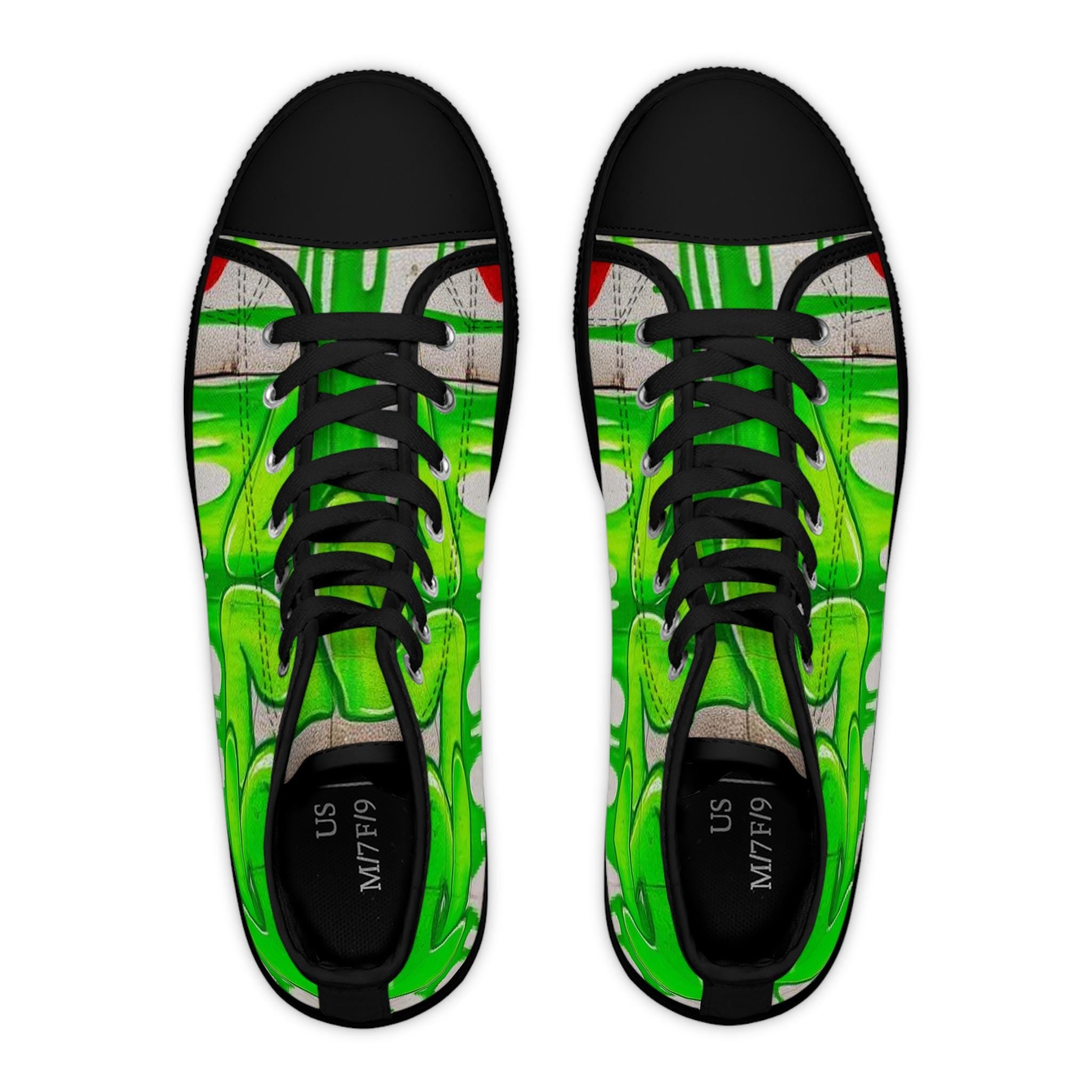 Green Paint Drip High Top Sneakers | Custom Art Canvas Shoes