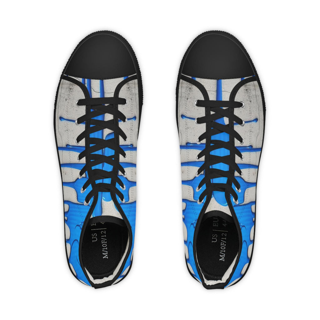 Blue Paint Drip High Top Sneakers | Abstract Streetwear Canvas Shoes