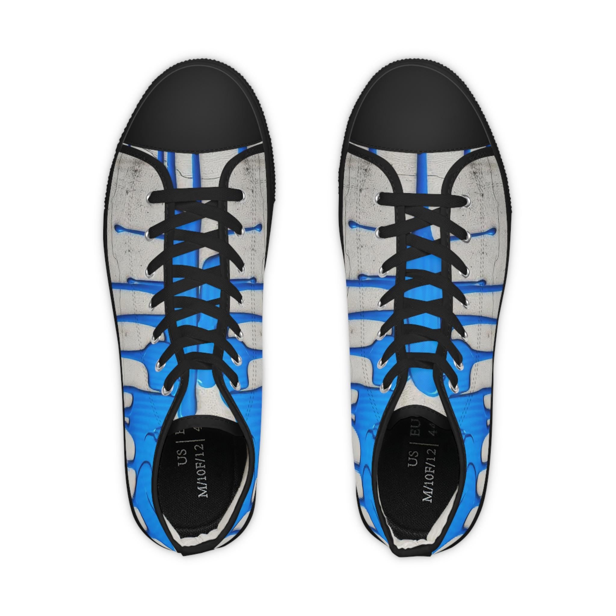 Blue Paint Drip High Top Sneakers | Abstract Streetwear Canvas Shoes