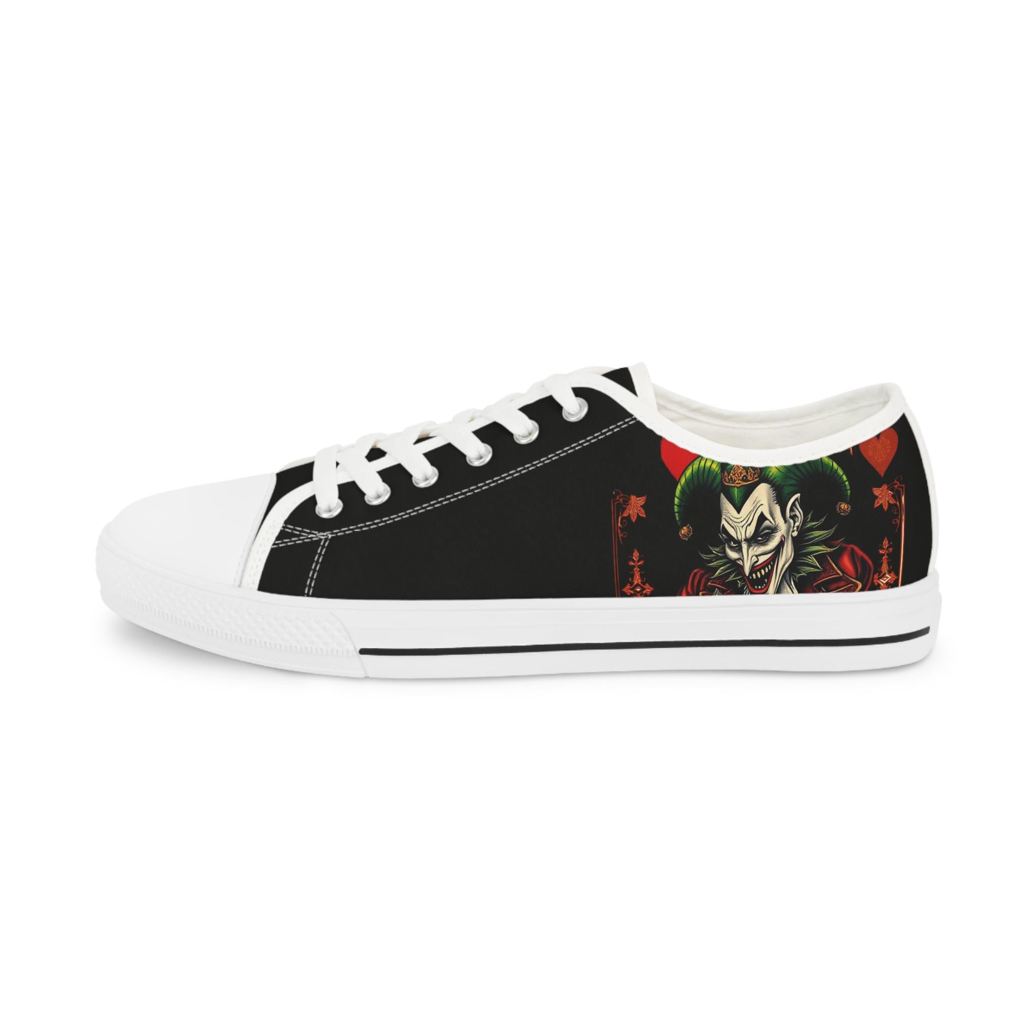 Creepy Joker Clown Face Men's Low Top Sneakers | Horror Streetwear