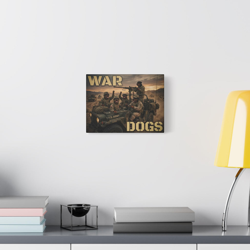 War Dogs Canvas Print | Military Jeep Soldiers Matte Stretched Wall Art