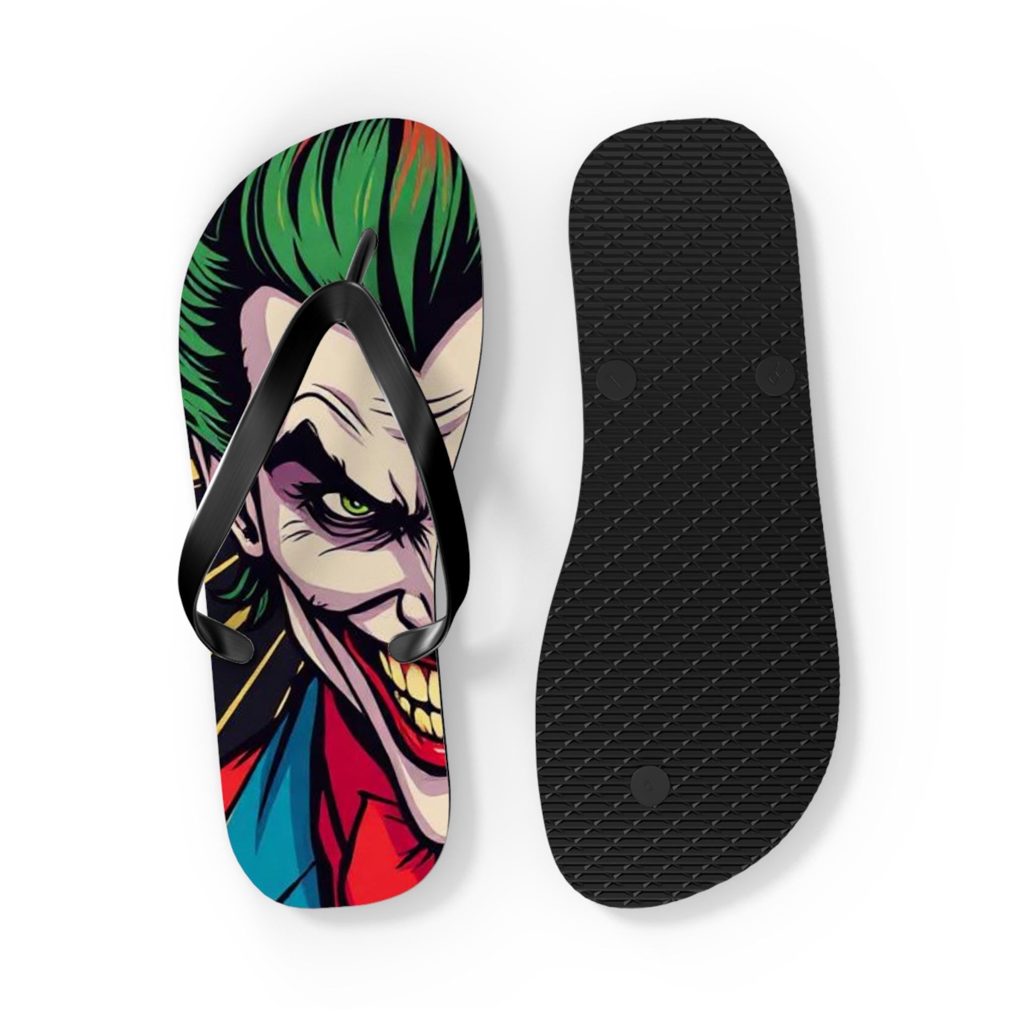 Joker Face Flip Flops | Comic Villain Green Hair
