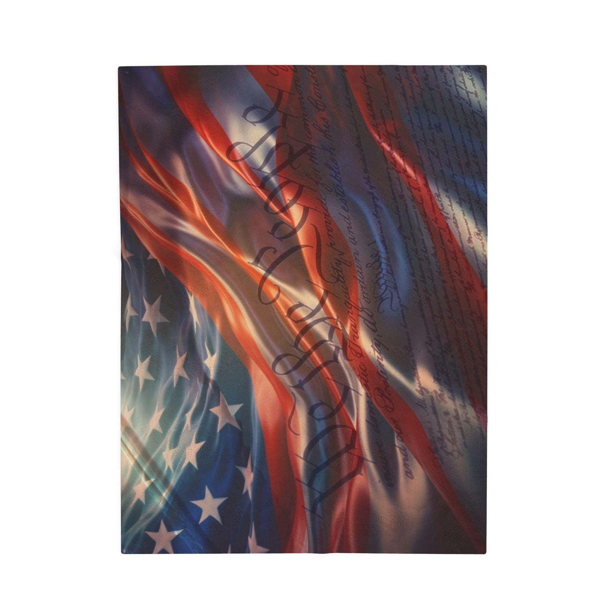American Flag Wave blanket | Patriotic Stars Stripes Velveteen Plush