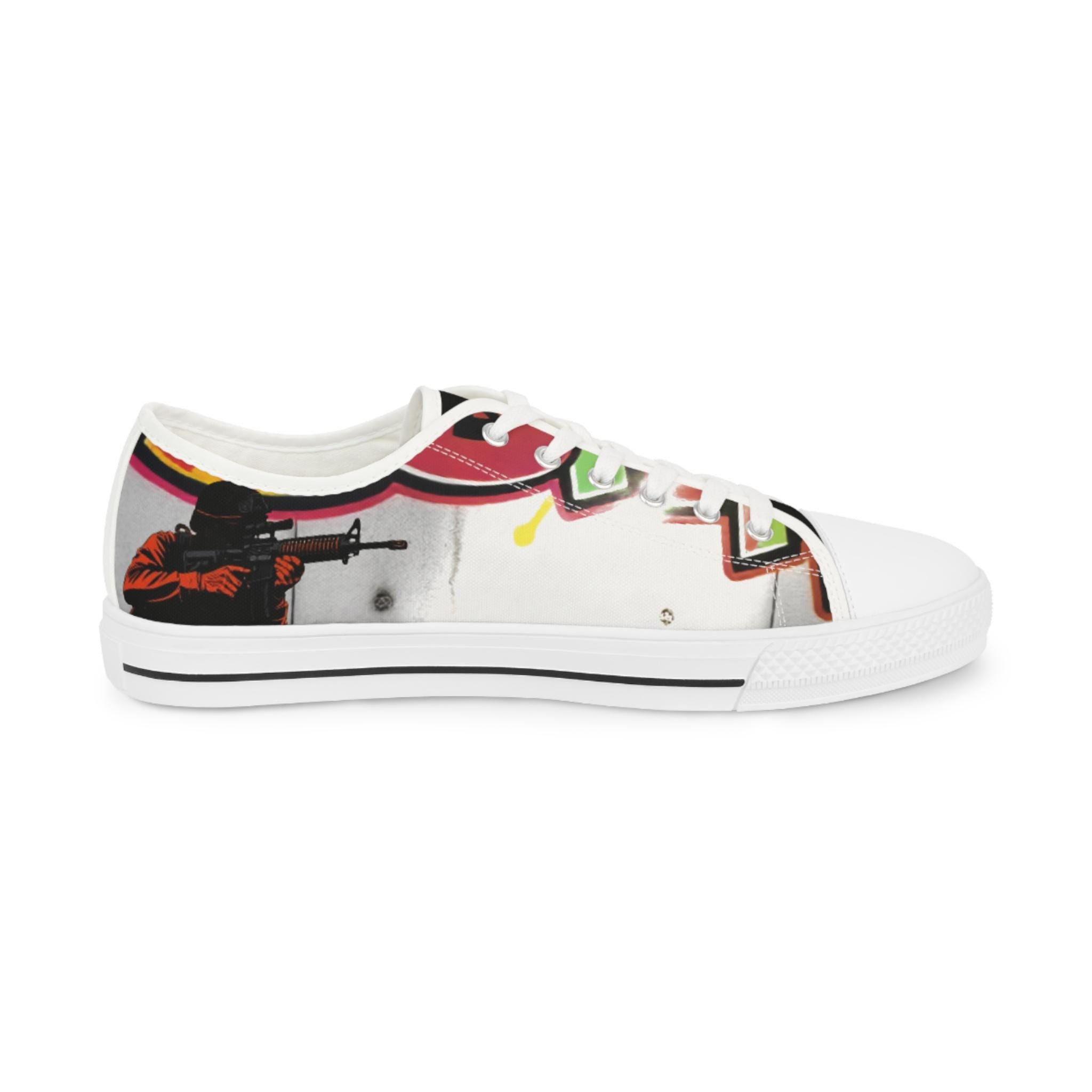 Colorful Graffiti Soldier Low Top Sneakers | Music Art Shoes