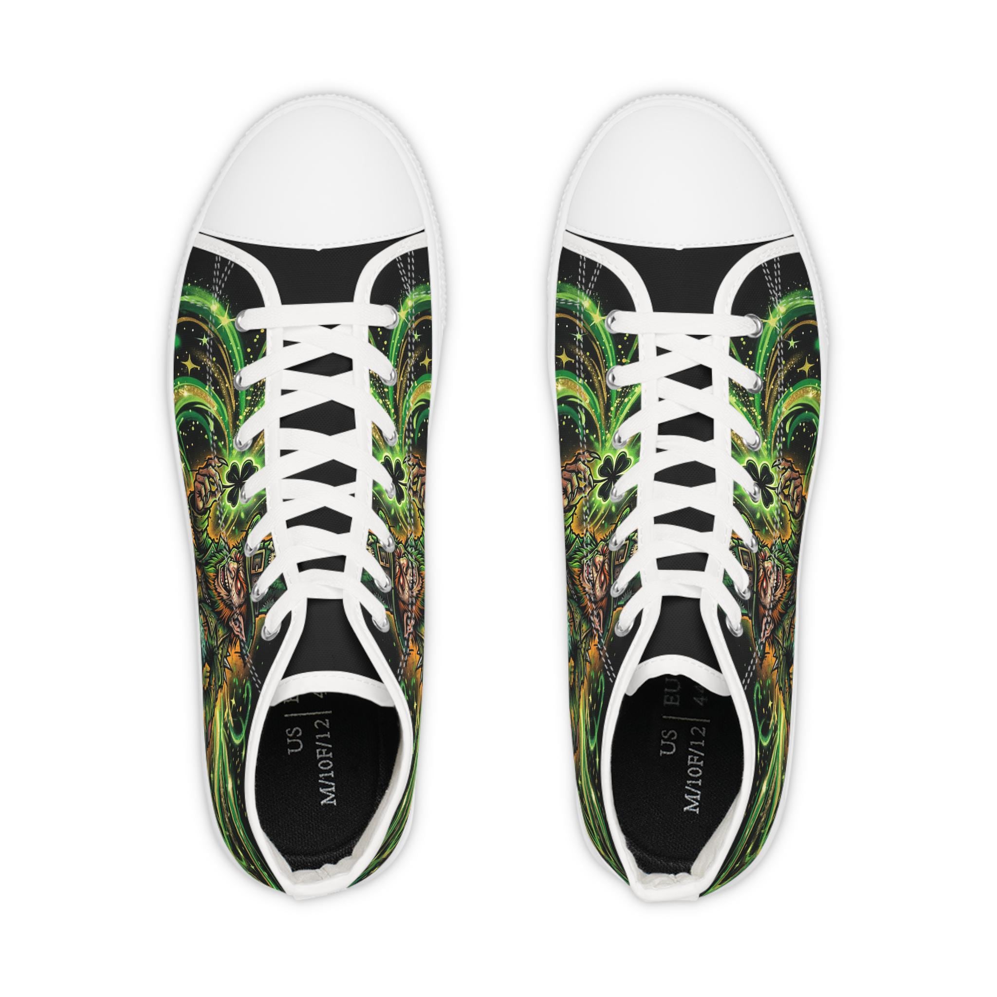 Green Evil Leprechaun High Top Sneakers | Nautical Sea Monster Shoes