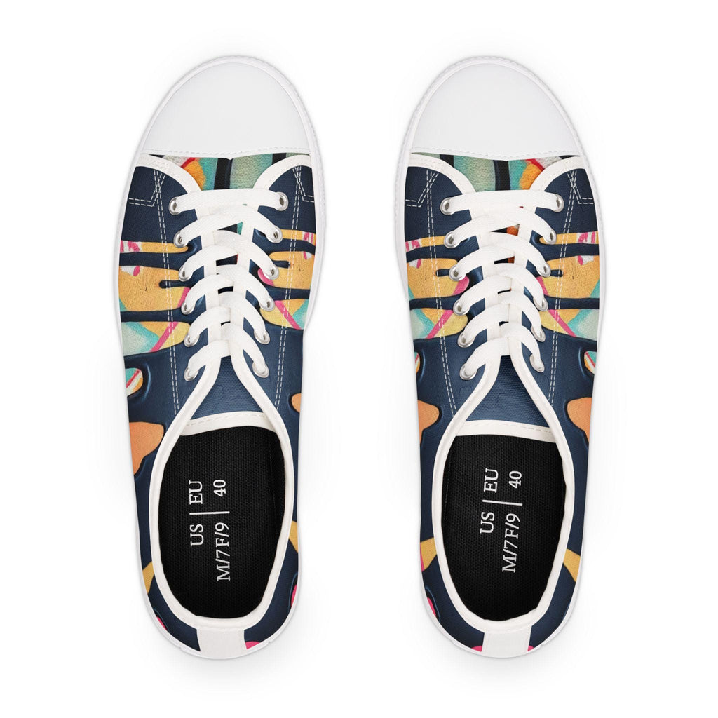 Paint Drip Pattern Women's Low Top Sneakers | Neon Paint Splash Design