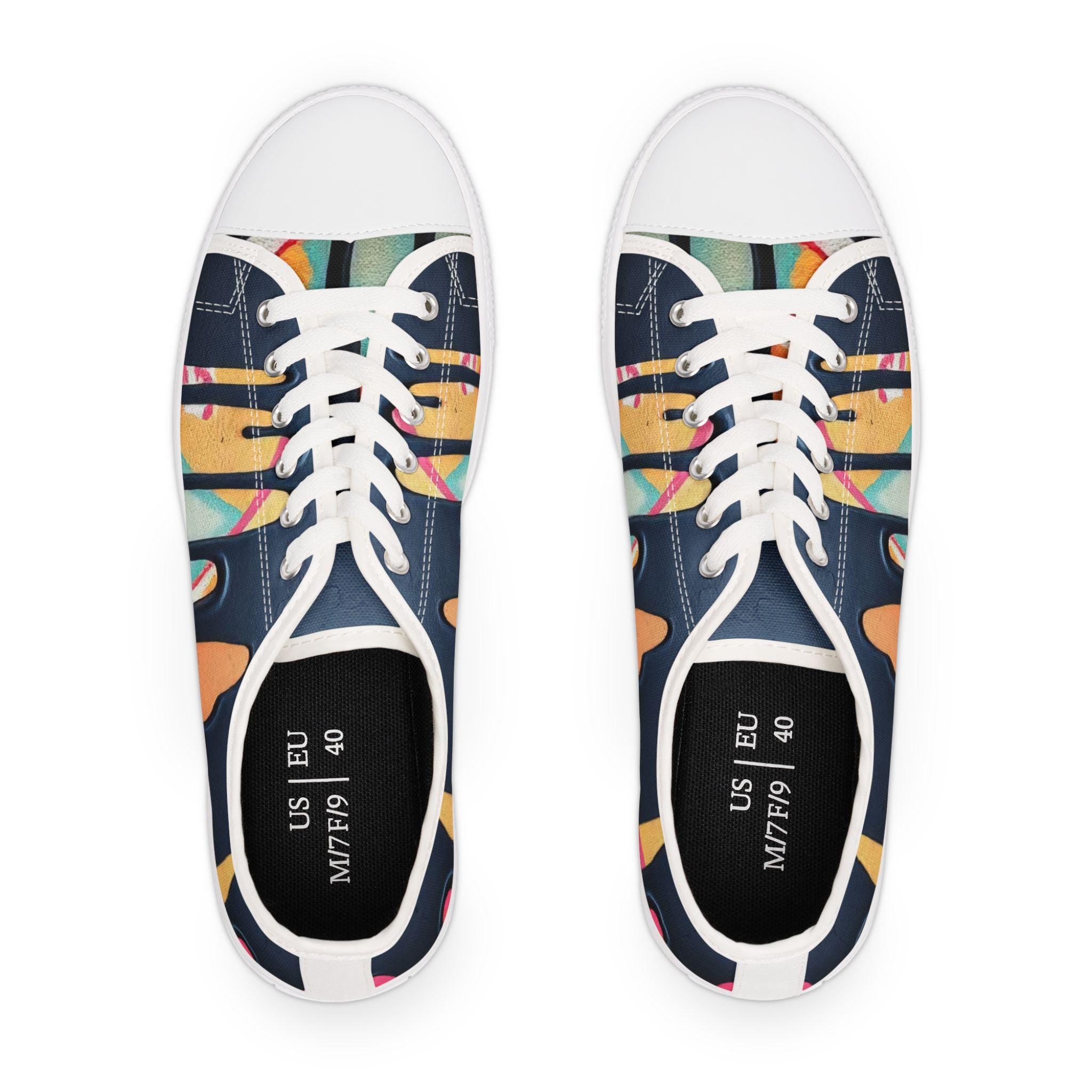 Paint Drip Pattern Women's Low Top Sneakers | Neon Paint Splash Design
