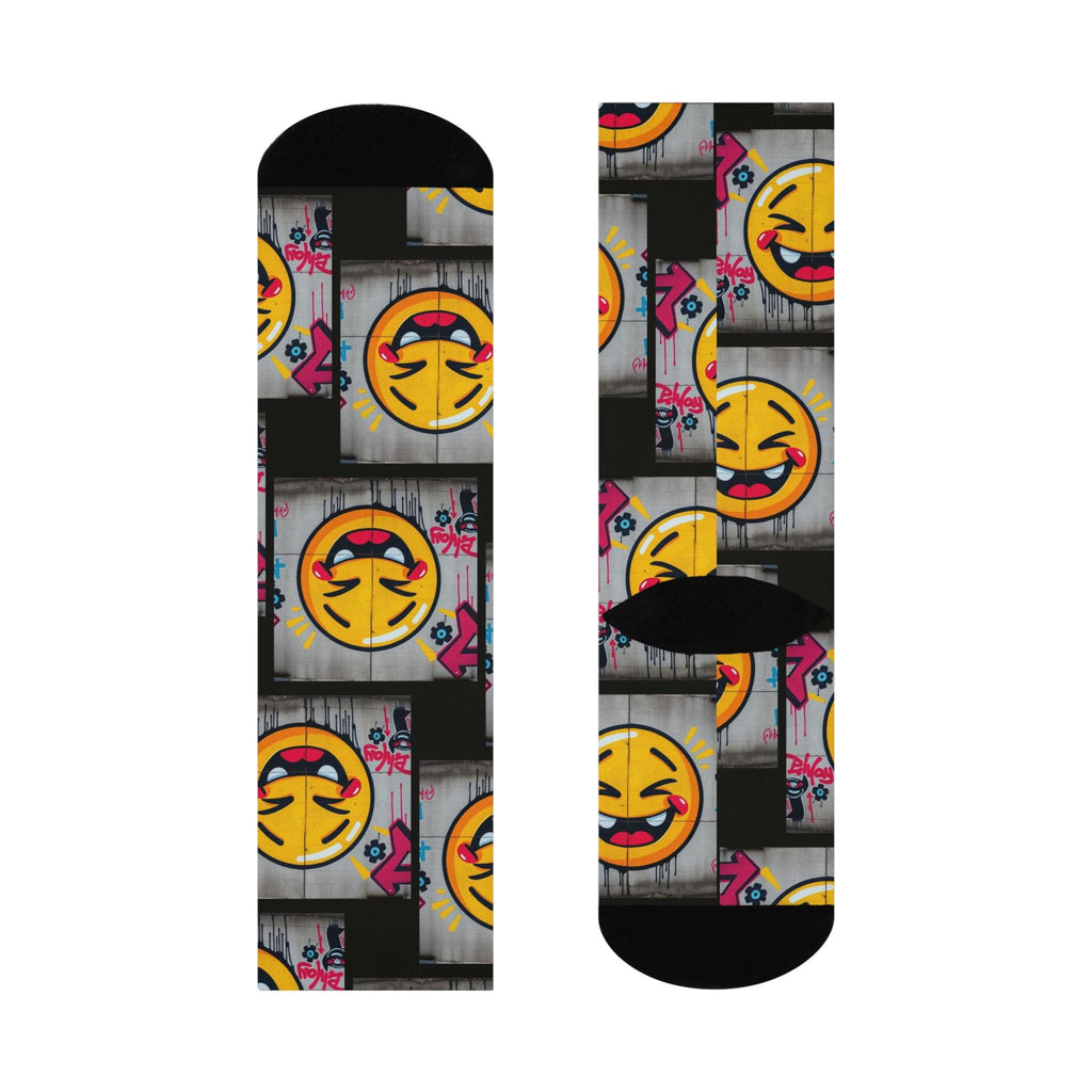 Laughing Emoji Graffiti Socks | Crew Socks