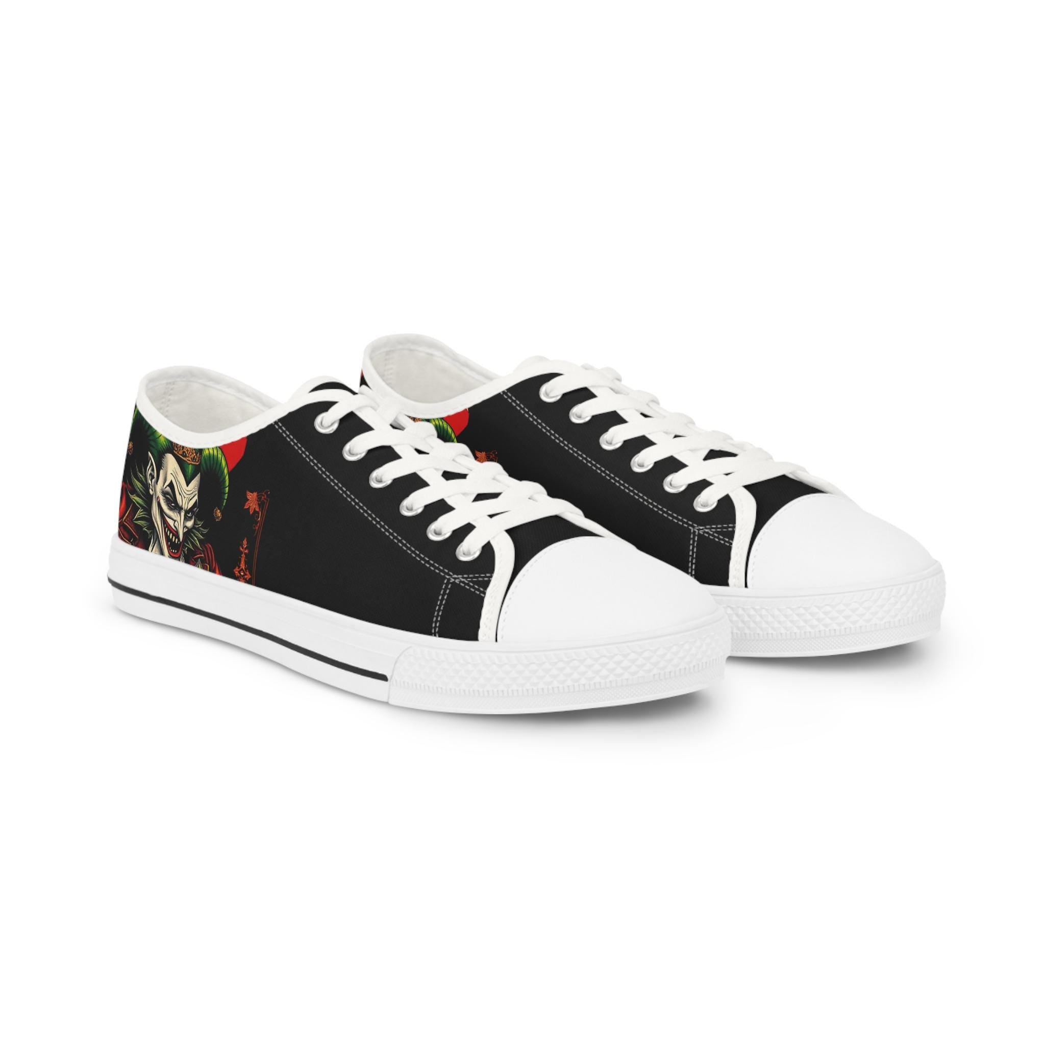 Creepy Joker Clown Face Men's Low Top Sneakers | Horror Streetwear