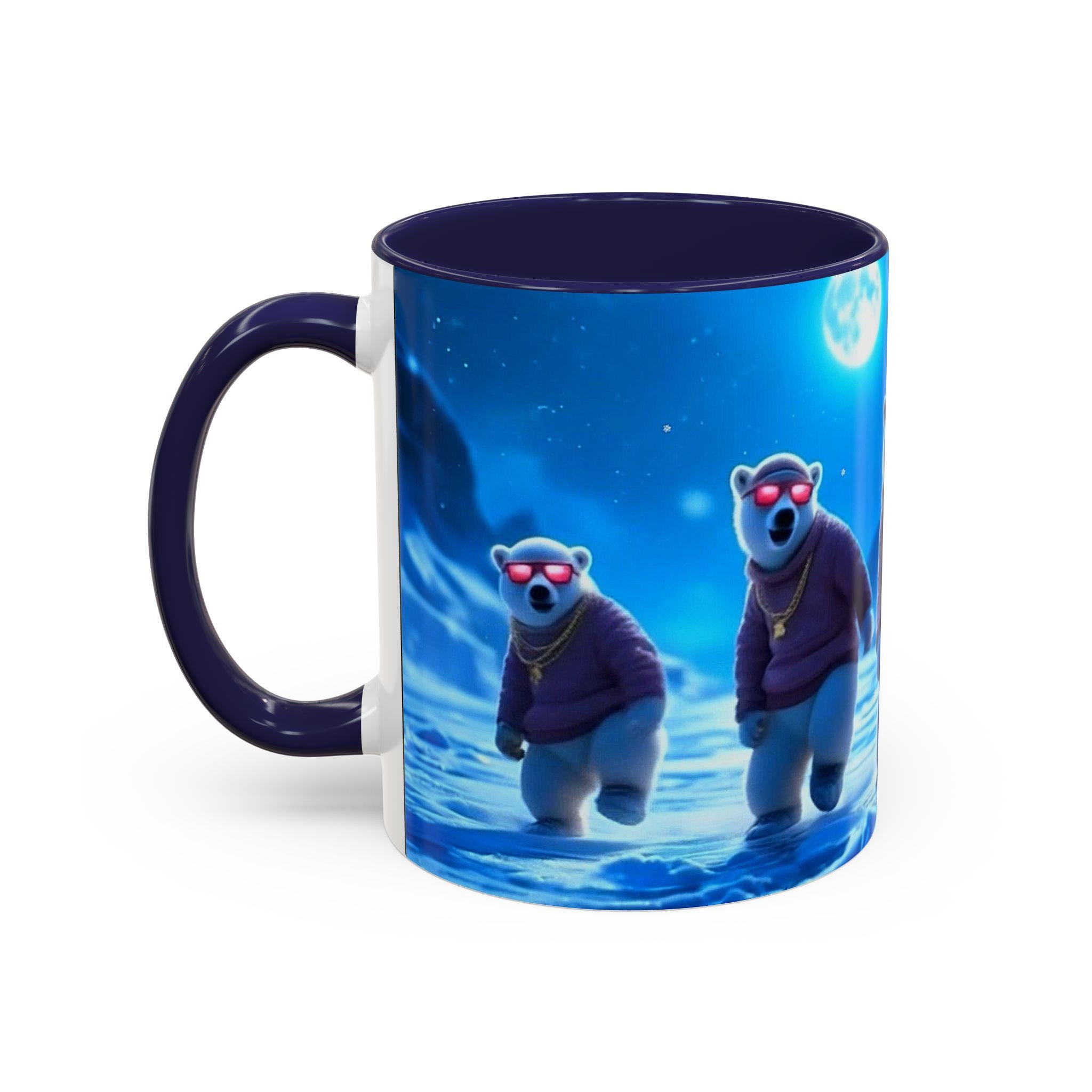 Polar Bear Crew Mug | Sunglasses, Snowflakes, Winter Scene (11 oz, 15 oz)