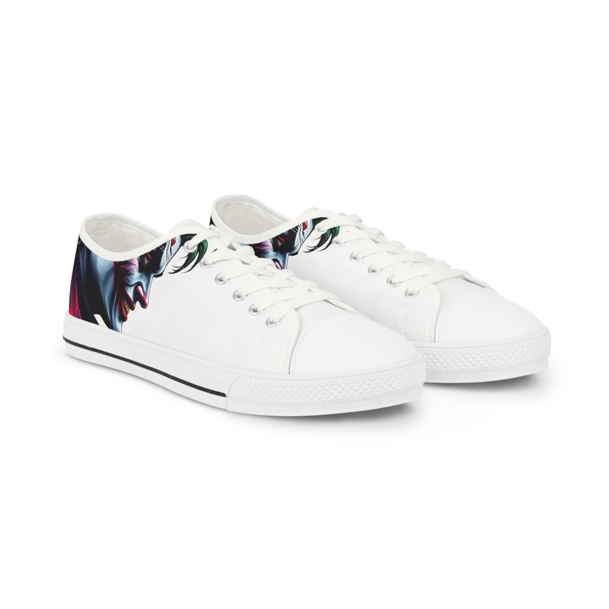 Joker Face Illustration Low Top Sneakers | Comic Villain Artwork