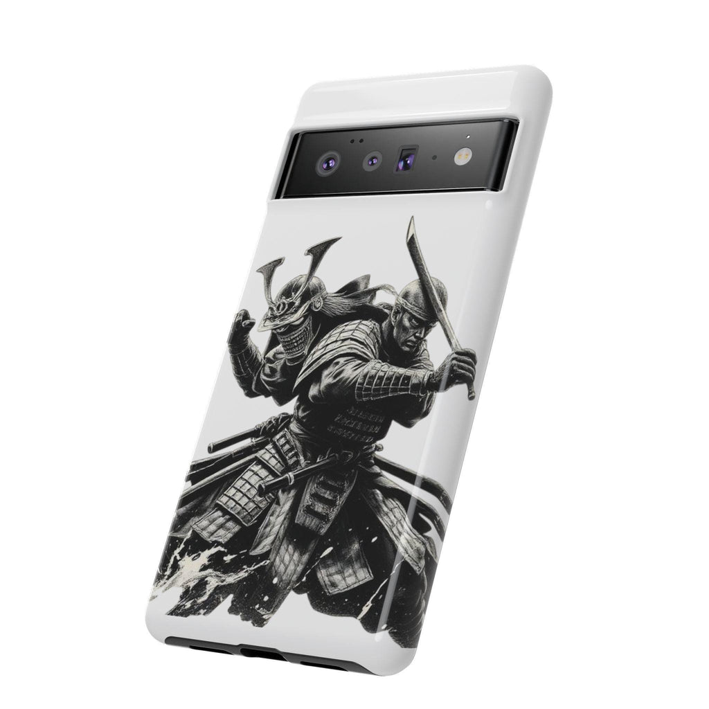 Samurai Warriors Phone Case | Black Ink Battle Illustration, Tough Case