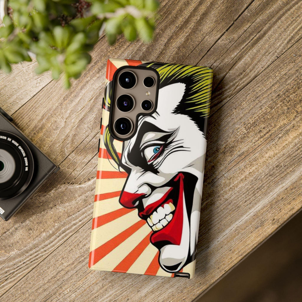 Evil Joker Face Tough Cases | Joker Grin Phone Case, Red Rays Design