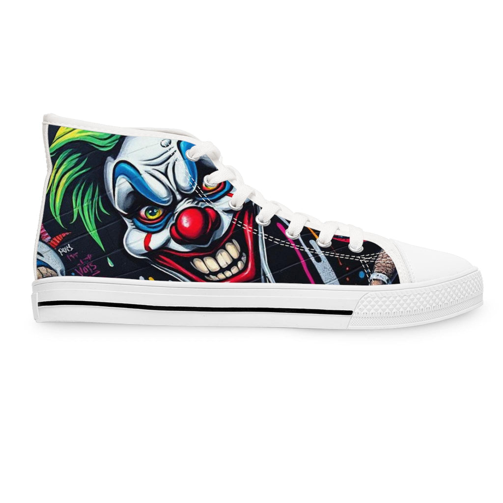Creepy Clown Face High Top Sneakers | Horror Face Skate Shoes