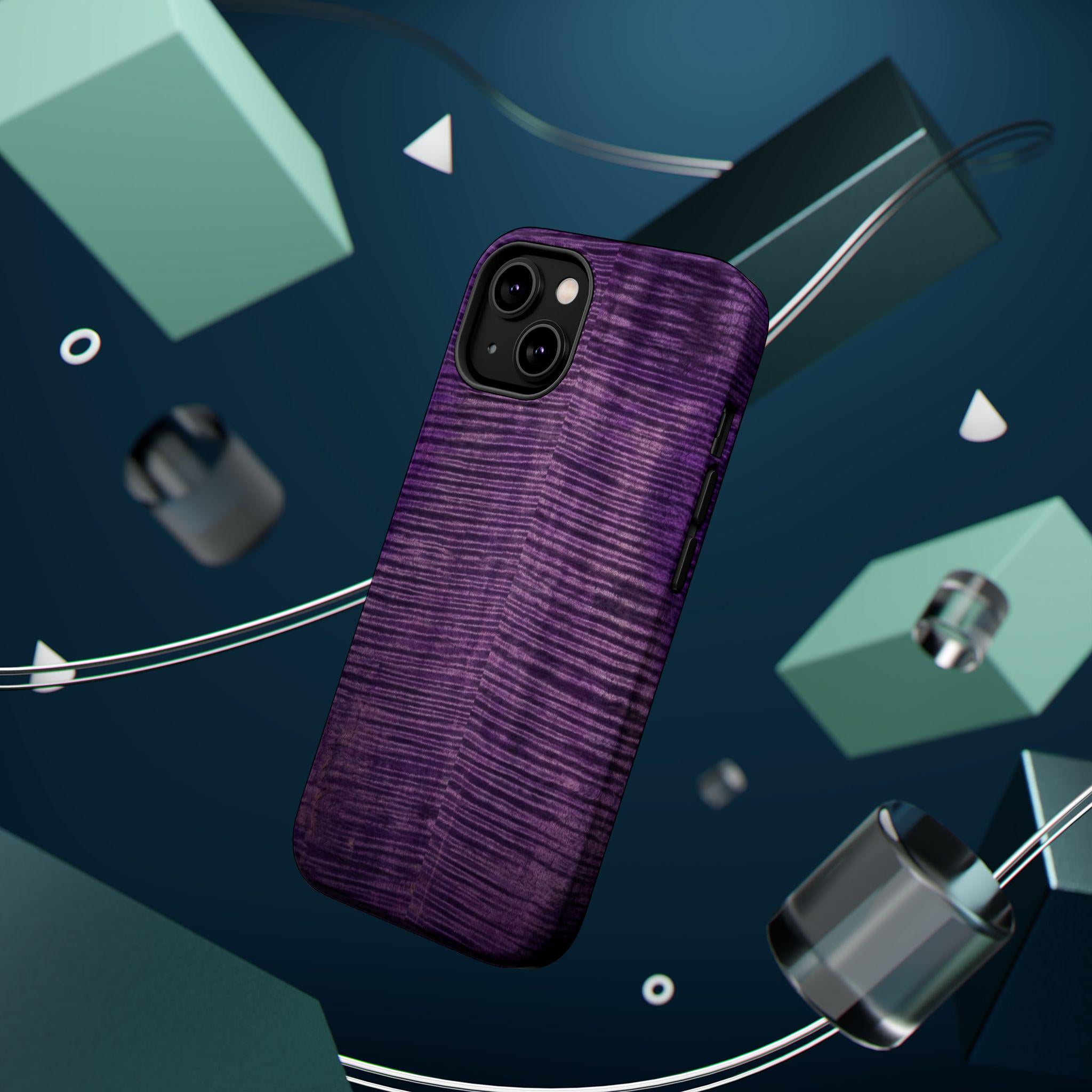 Flamed Maple Purple Woodgrain Phone Case | Magnetic Impact-Resistant Case