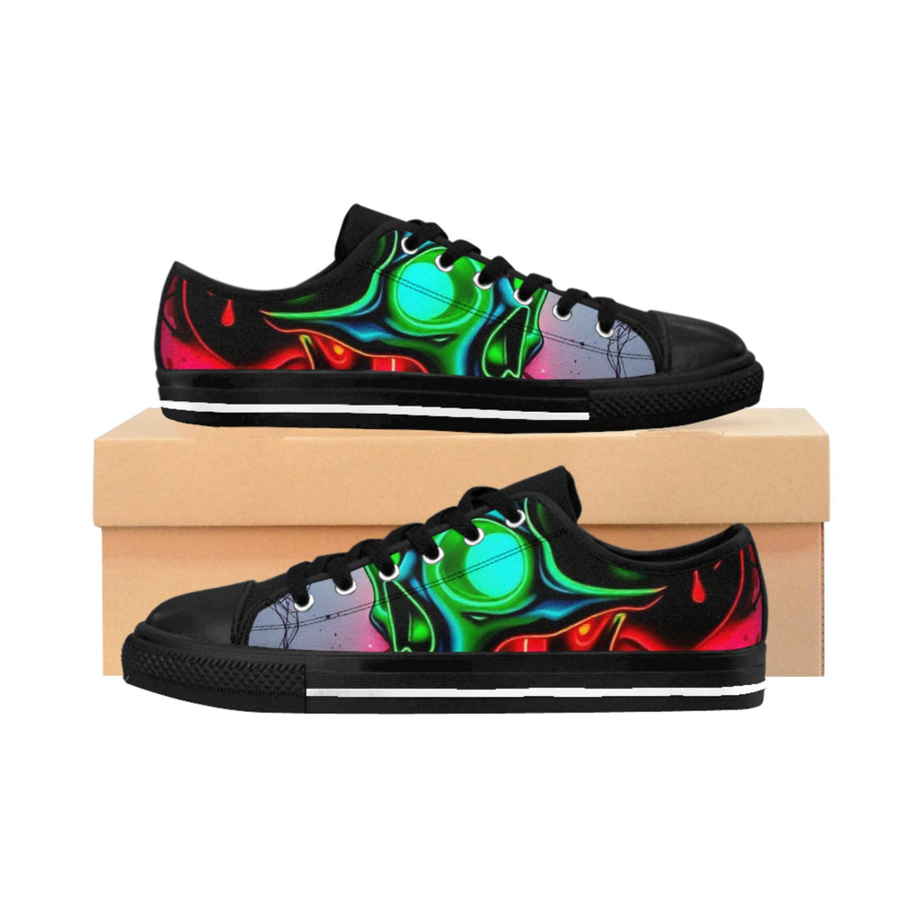 Neon Green Skull Abstract Women's Sneakers | Colorful Electric Pattern