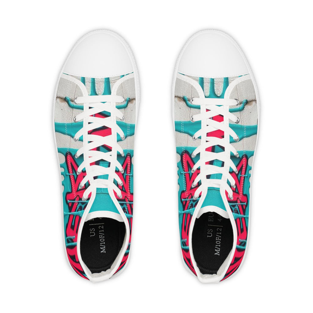 Teal Pink Street Graffiti Men's High Top Sneakers | Urban Skate Style