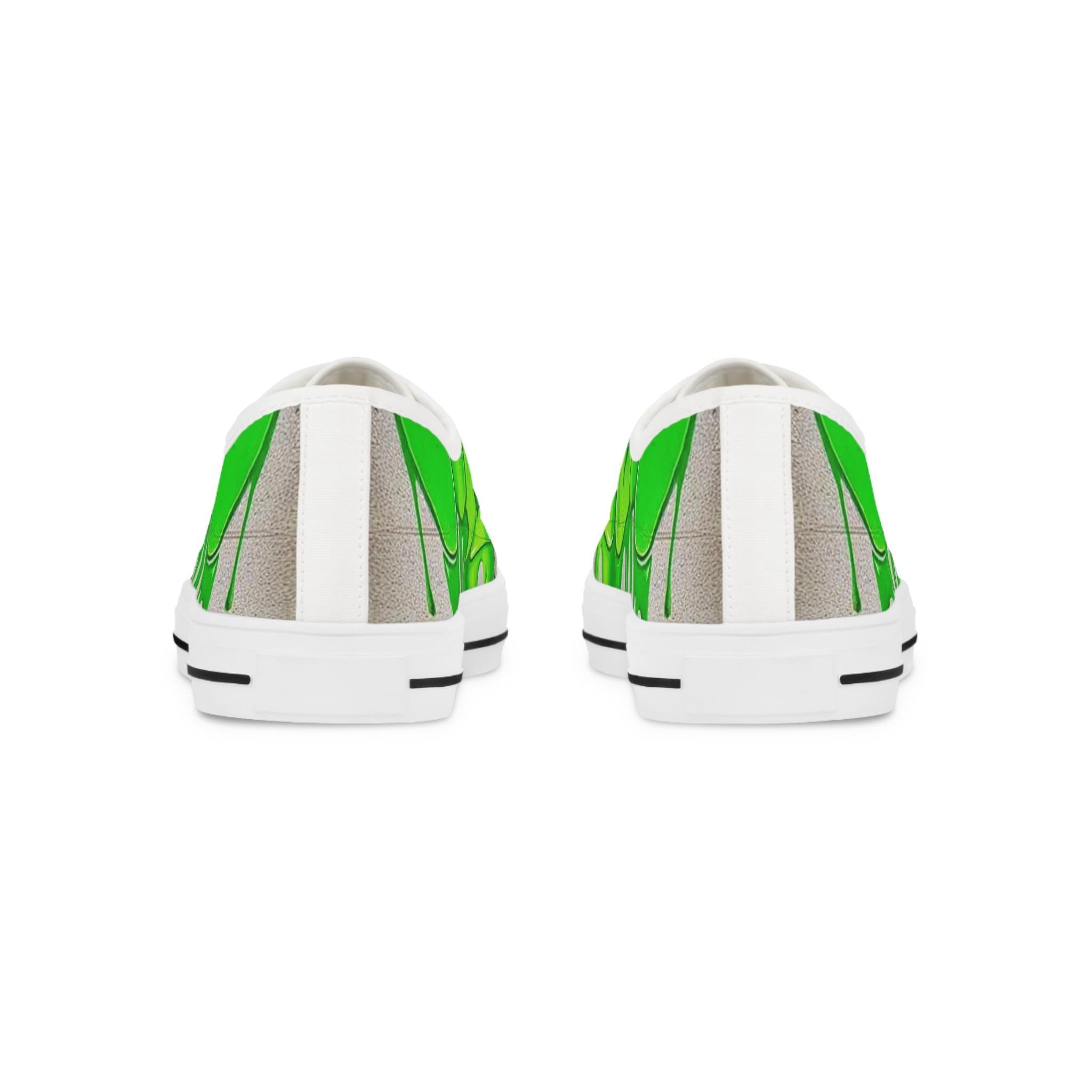Green Paint Drip Sneakers | Low Top Canvas Shoes