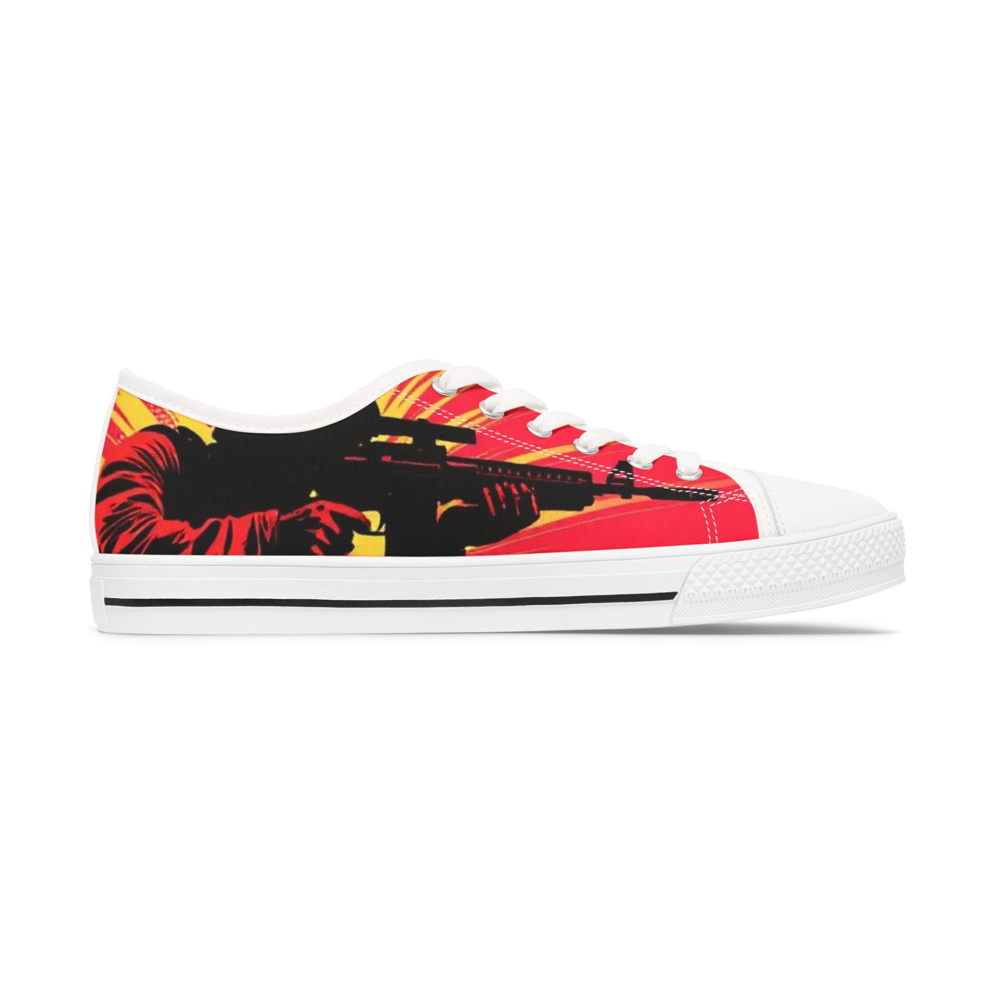 Sunburst Soldier Graphic Low Top Sneakers | Music Rock Instrument Shoes