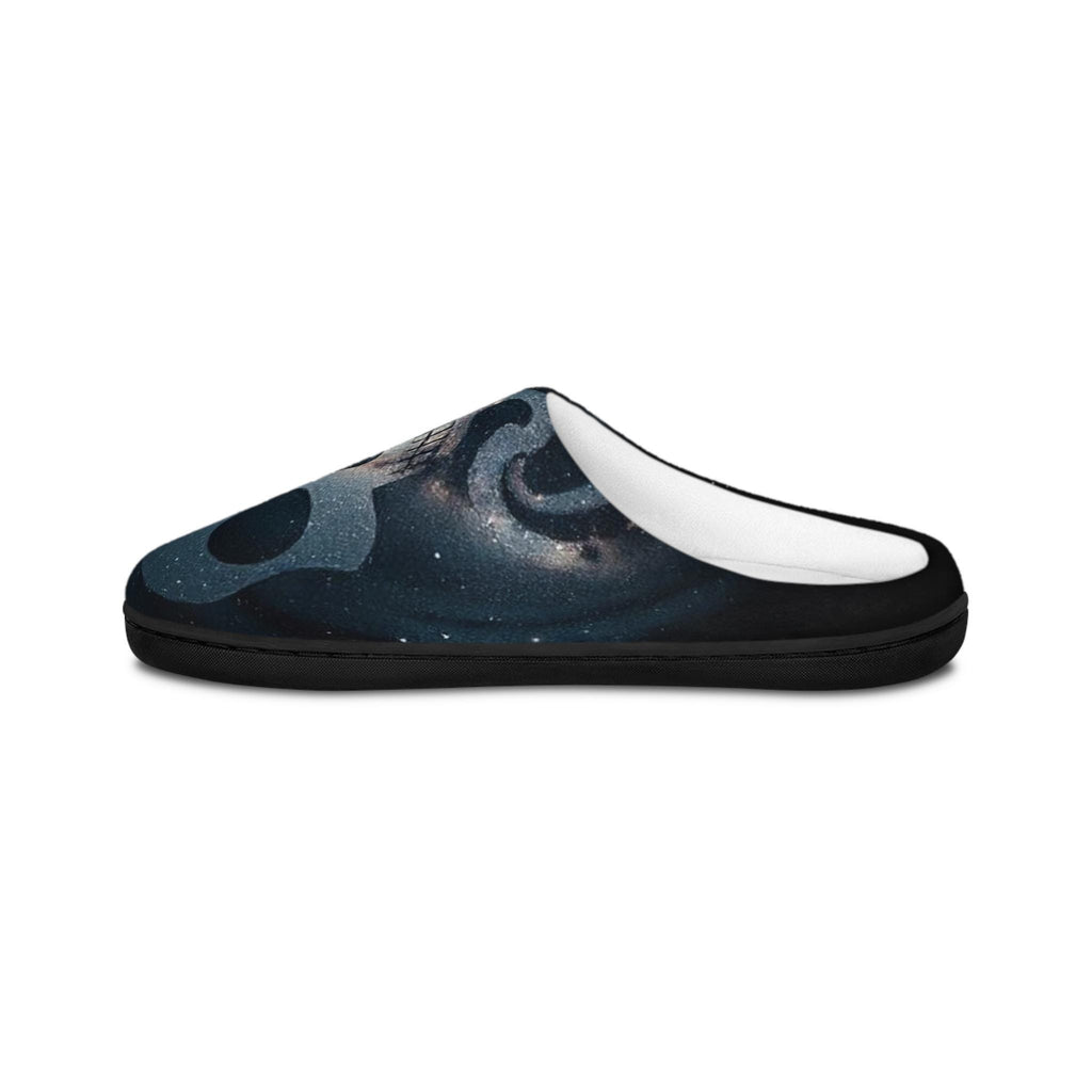 Space Skull Slippers | Men's Cozy Flannel Fleece Indoor Footwear