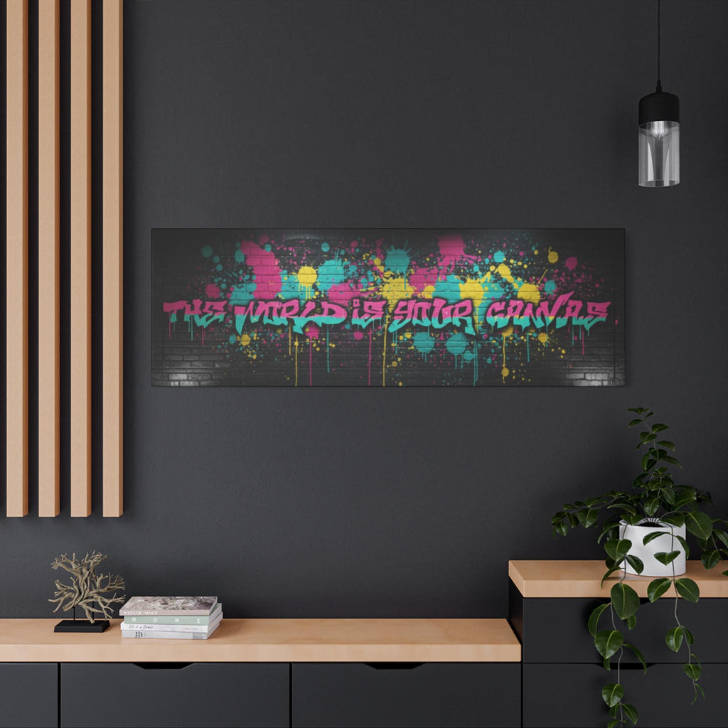 Graffiti Splatter Canvas Art | Pink Teal Street Art Print, Urban Wall Decor