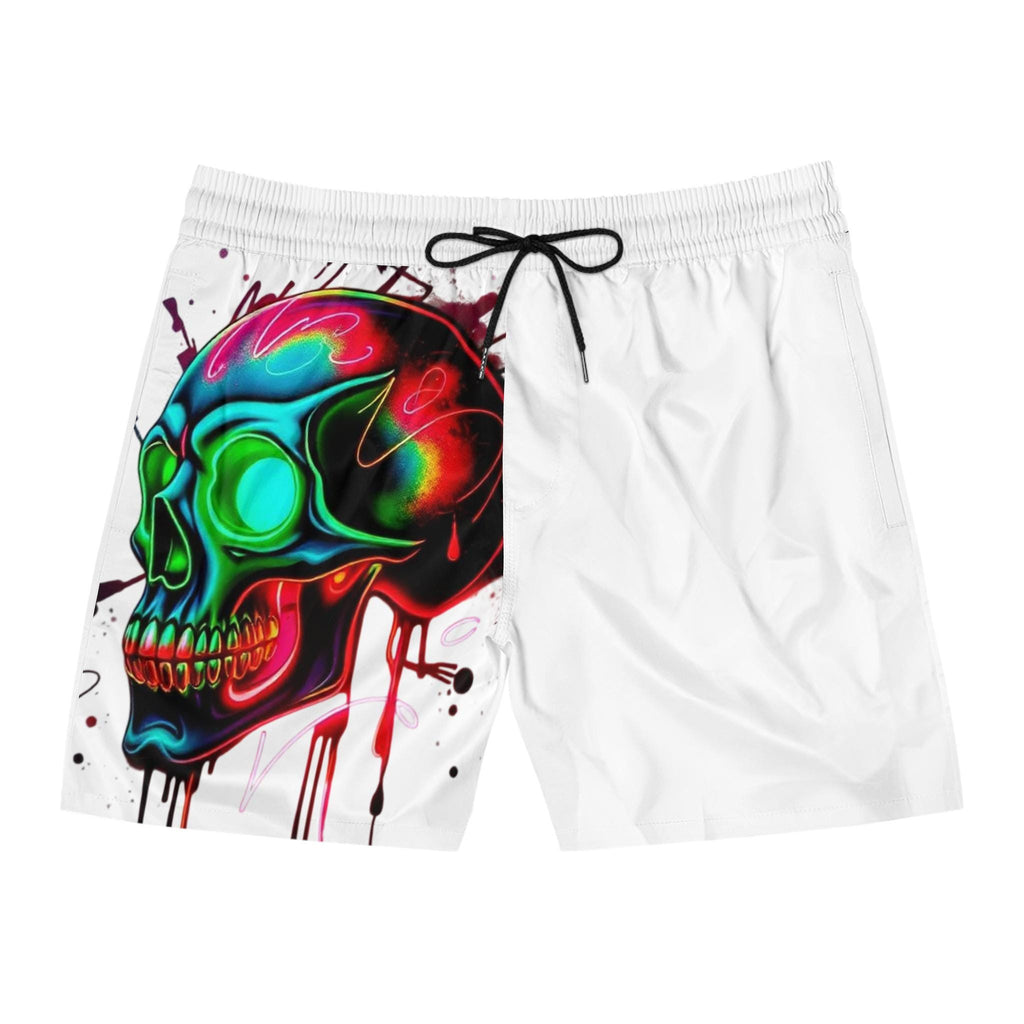 Neon Skull Splash Swim Shorts | Men's Mid-Length Trunks