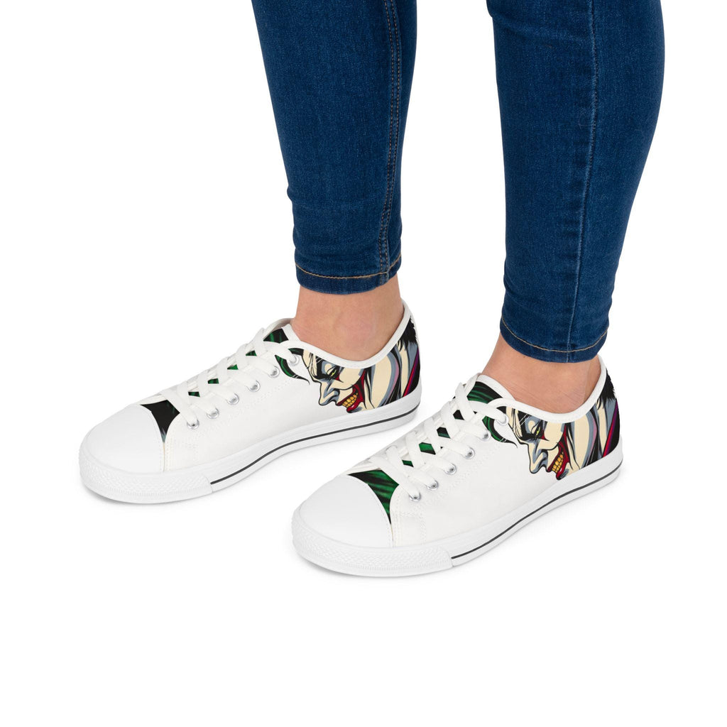 Joker Portrait Women's Low Top Sneakers | Comic Villain Art