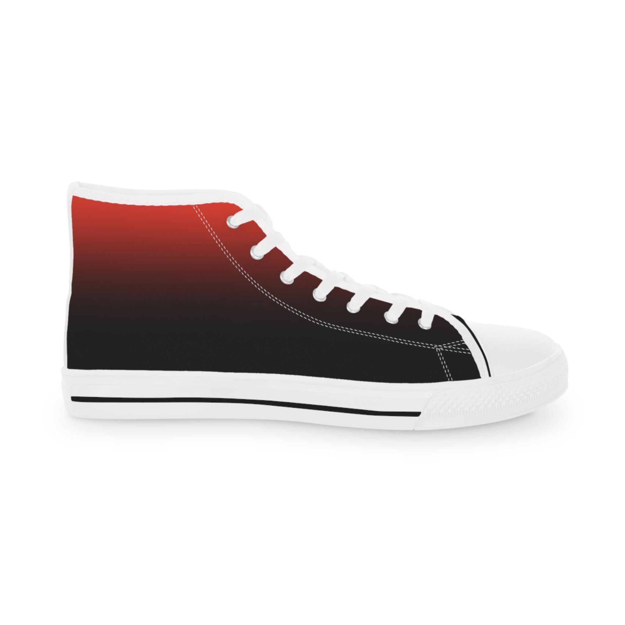Red to Black Gradient High Top Sneakers | Ombre Canvas Shoes