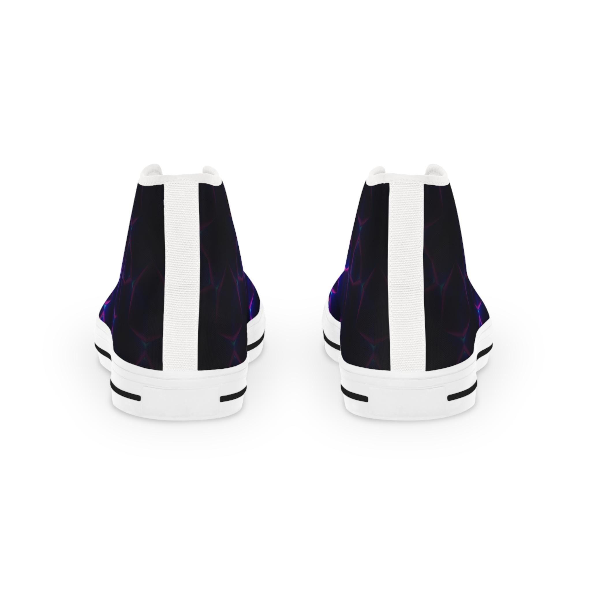 Neon Plasma Pattern High Top Sneakers | Purple Electric Wave Shoes
