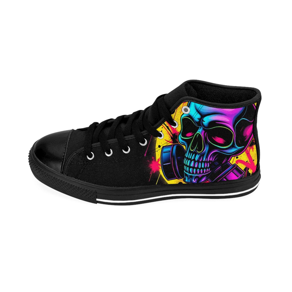 Neon Skull High Top Sneakers | Colorful Graffiti Skull Shoes