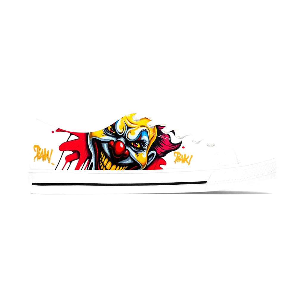Evil Circus Clown Women's Low Top Sneakers | Horror Graffiti Art