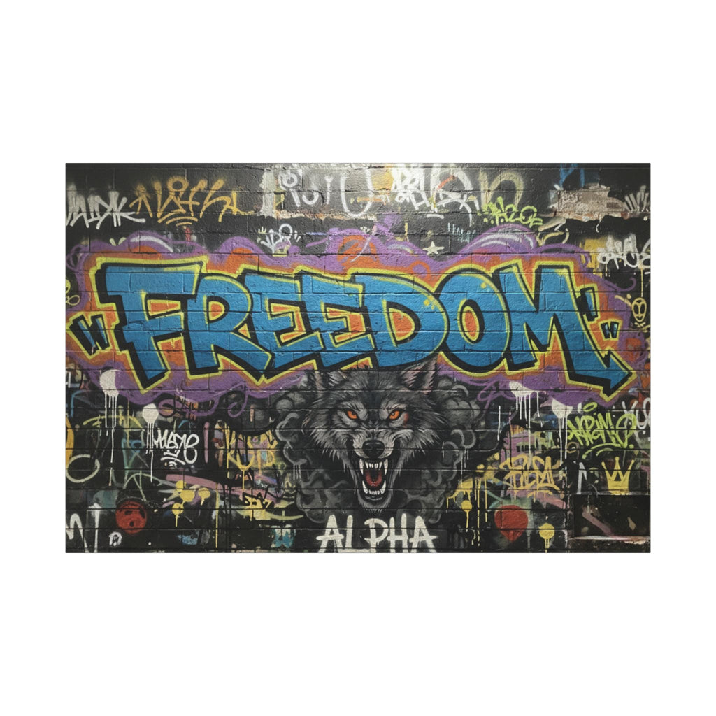 Freedom Wolf Graffiti Matte Canvas