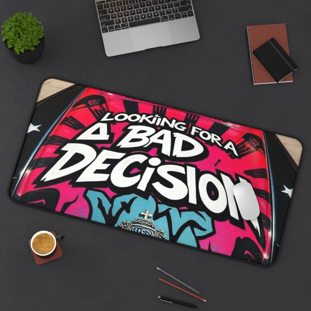 Looking For A Bad Decision Desk Mat | Retro Graffiti Car Hood Design