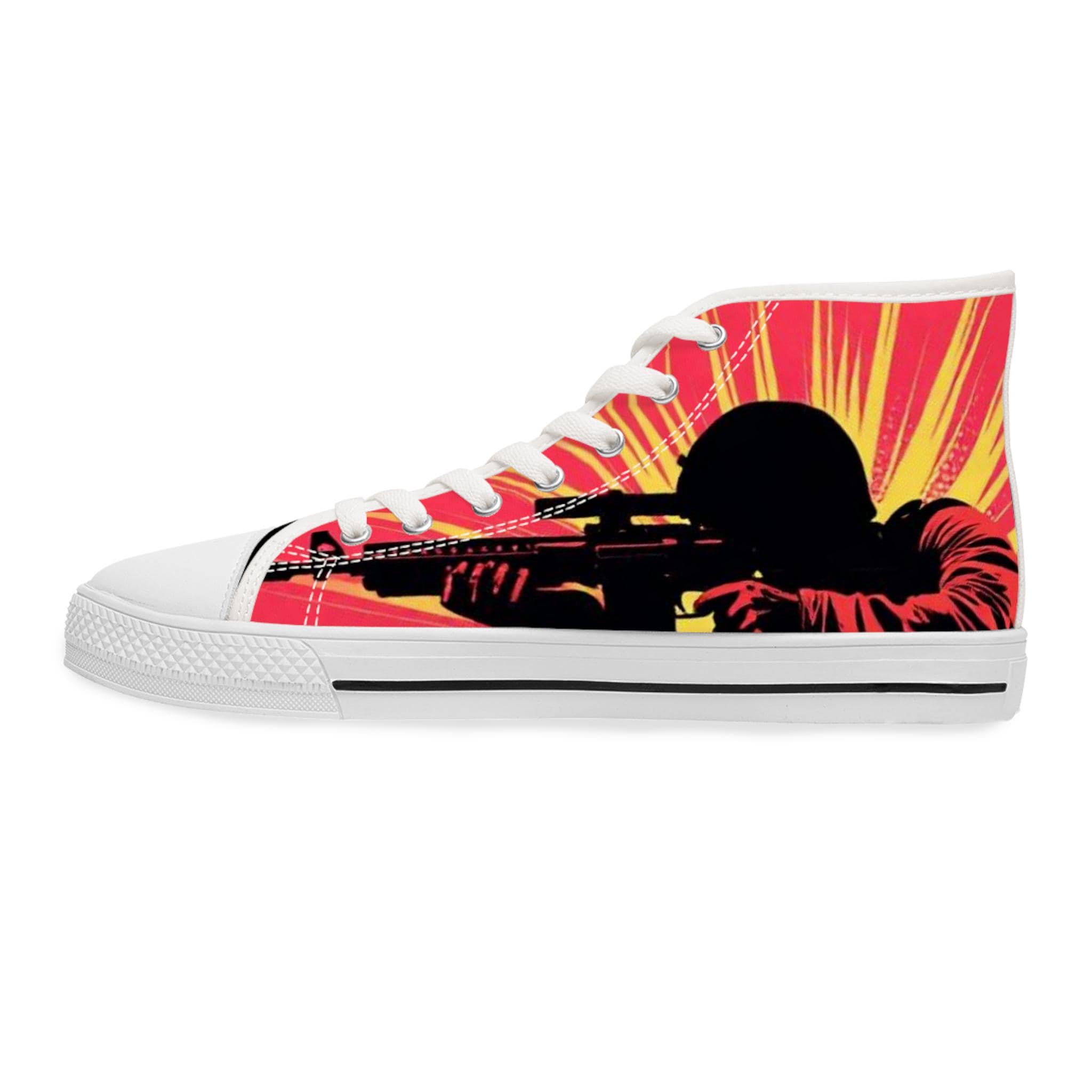Sunburst Soldier Graphic Women's High Top Sneakers | Music Rocker Shoes