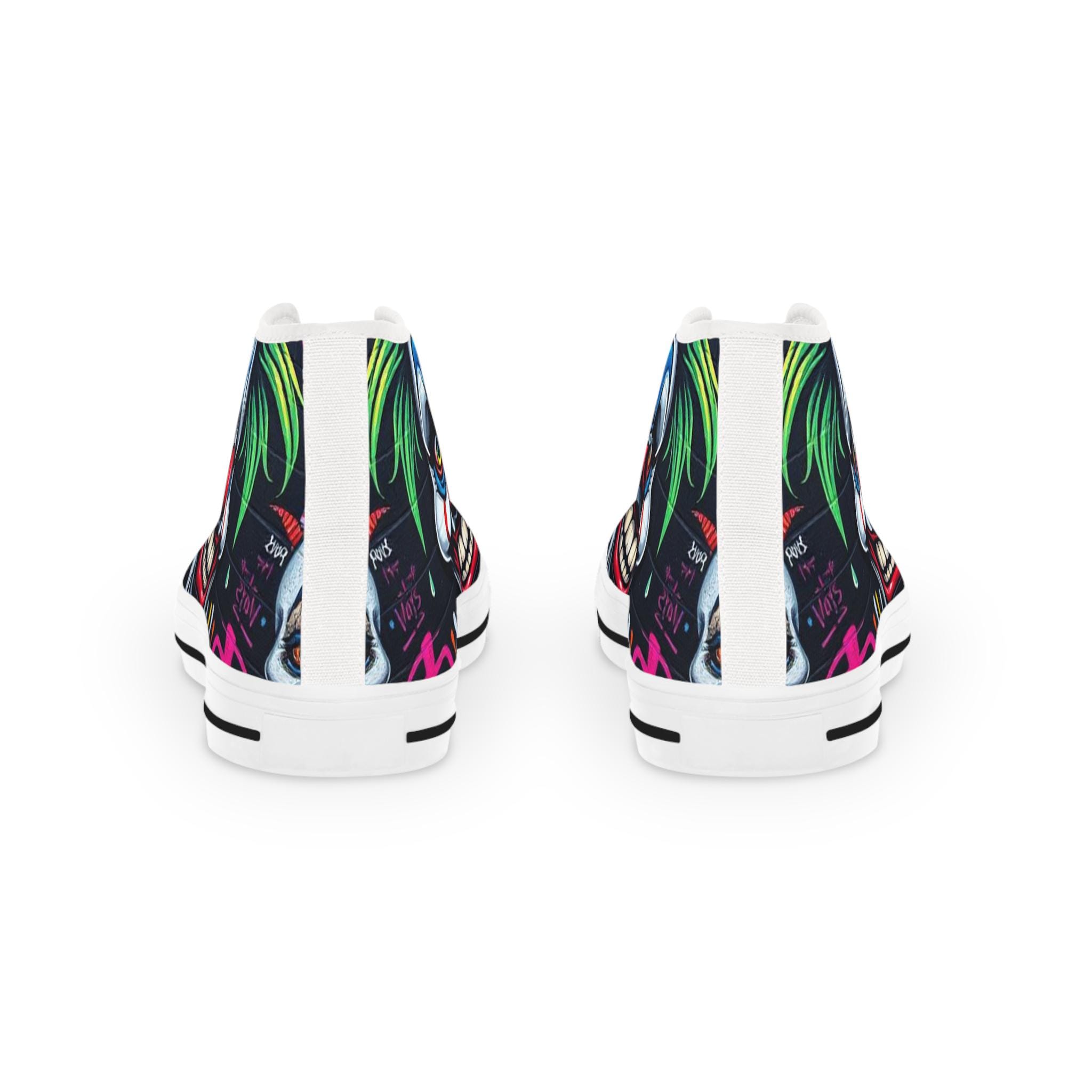 Creepy Clown Face High Top Sneakers | Horror Illustration Shoes