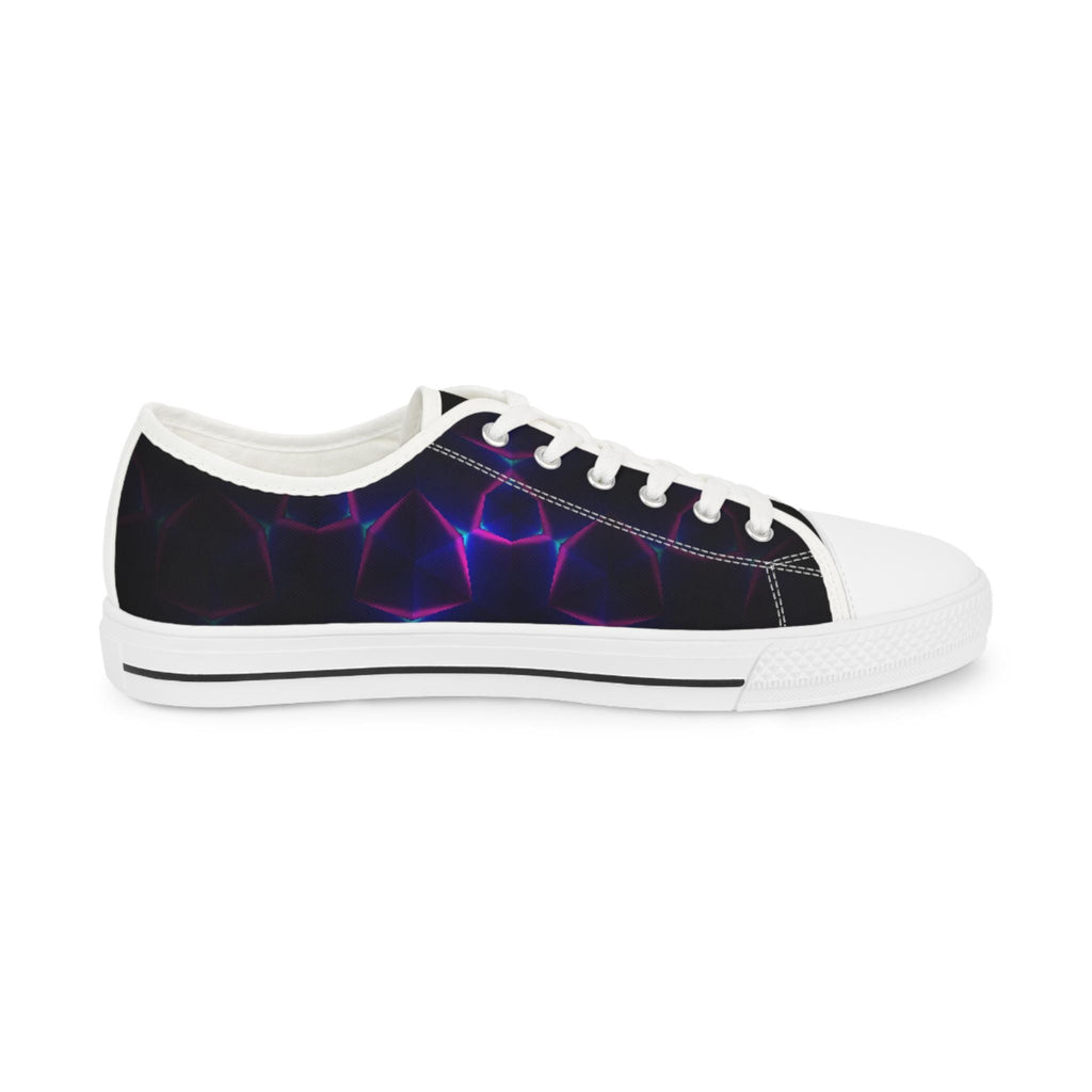 Neon Plasma Pattern Men's Low Top Sneakers | Electric Purple Grid