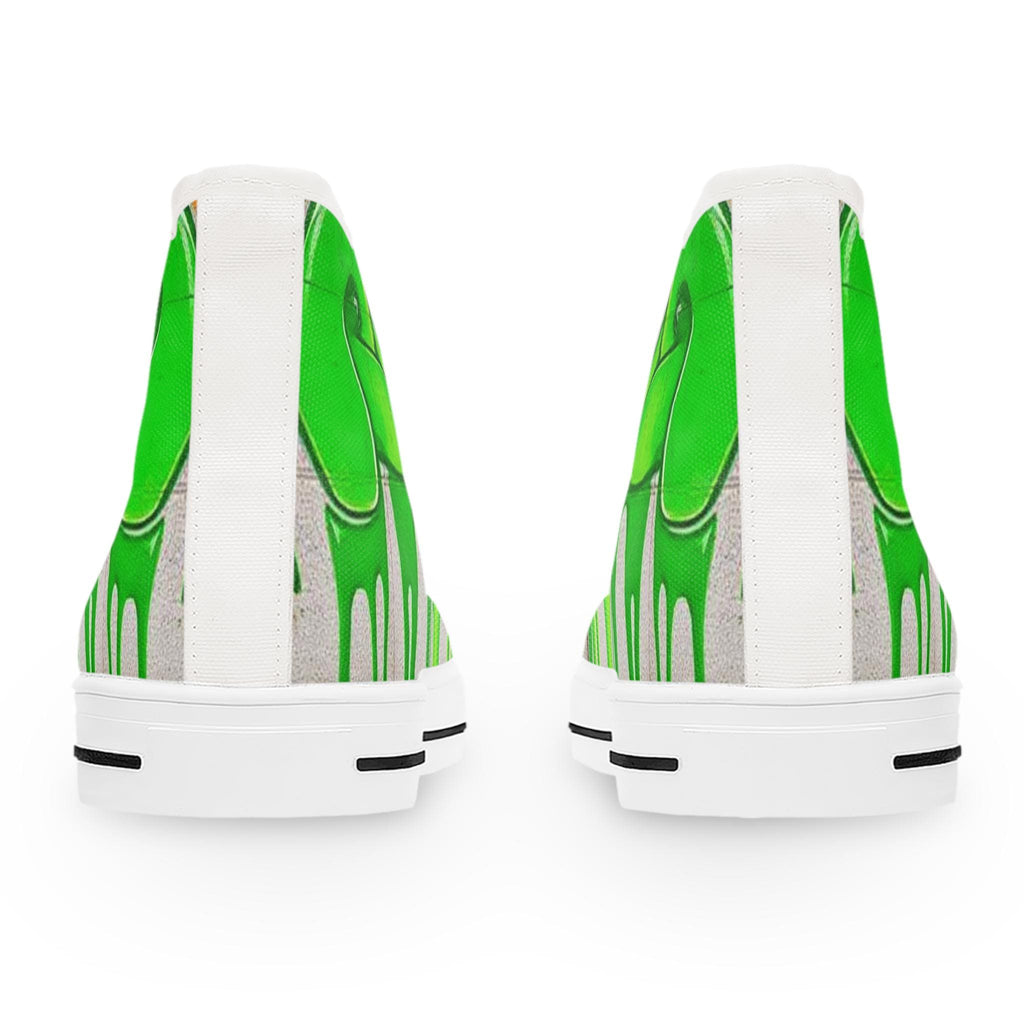 Green Paint Drip High Top Sneakers | Custom Art Canvas Shoes