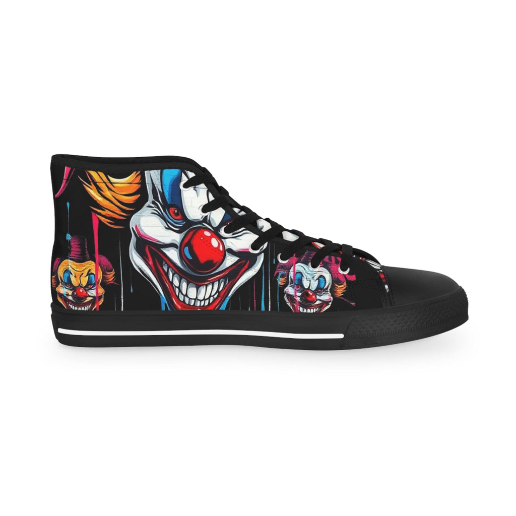 Scary Grinning Clown High Top Sneakers | Horror Circus Shoes