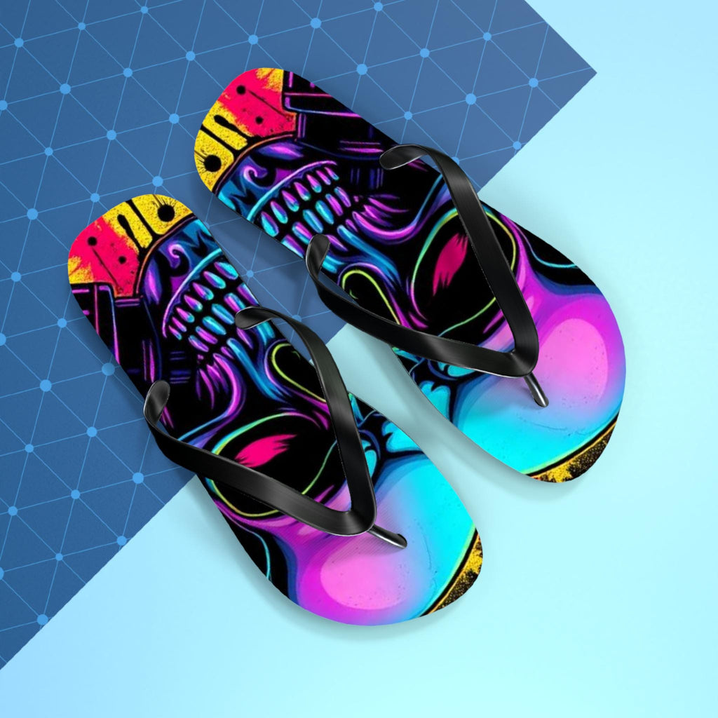 Neon Skull Flip Flops | Colorful Gothic Beach Sandals