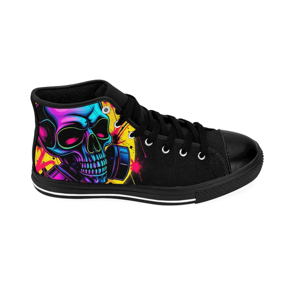 Neon Skull High Top Sneakers | Colorful Graffiti Skull Shoes