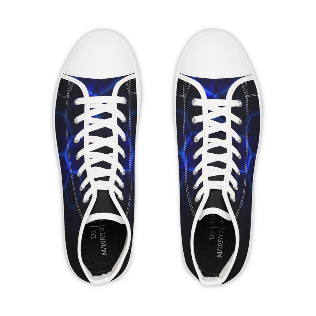 Blue Hexagon Circuit High Top Sneakers | Futuristic Geometric Shoes