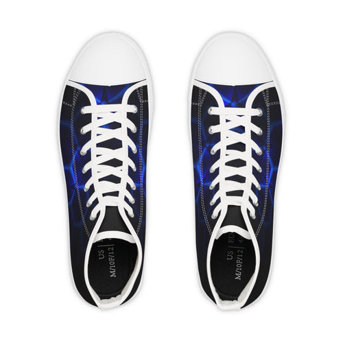 Blue Hexagon Circuit High Top Sneakers | Futuristic Geometric Shoes