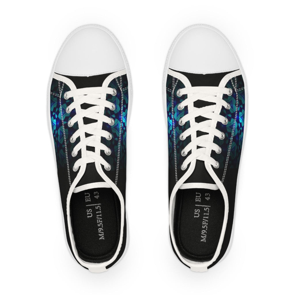 Teal Geometric Mosaic Abstract Pattern Men's Low Top Sneakers | Geometric Art Print