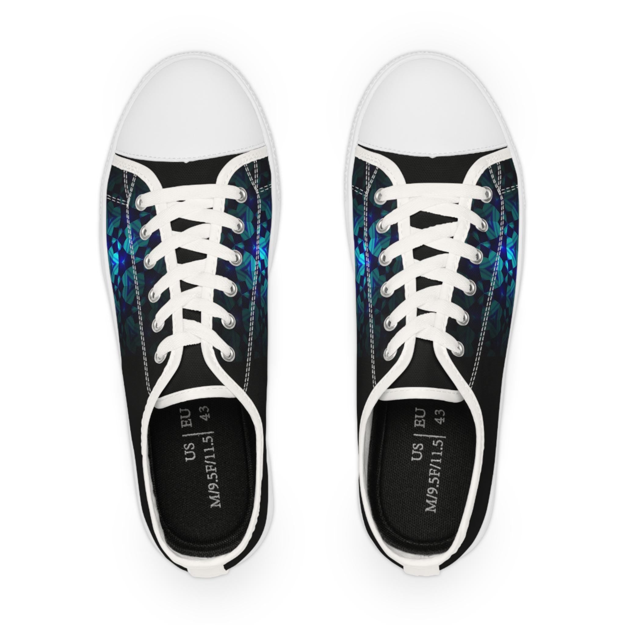 Teal Geometric Mosaic Abstract Pattern Men's Low Top Sneakers | Geometric Art Print