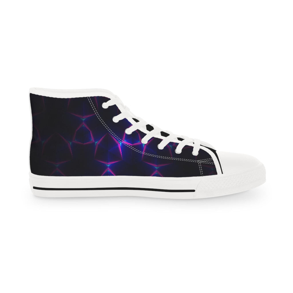 Neon Plasma Pattern High Top Sneakers | Purple Electric Wave Shoes