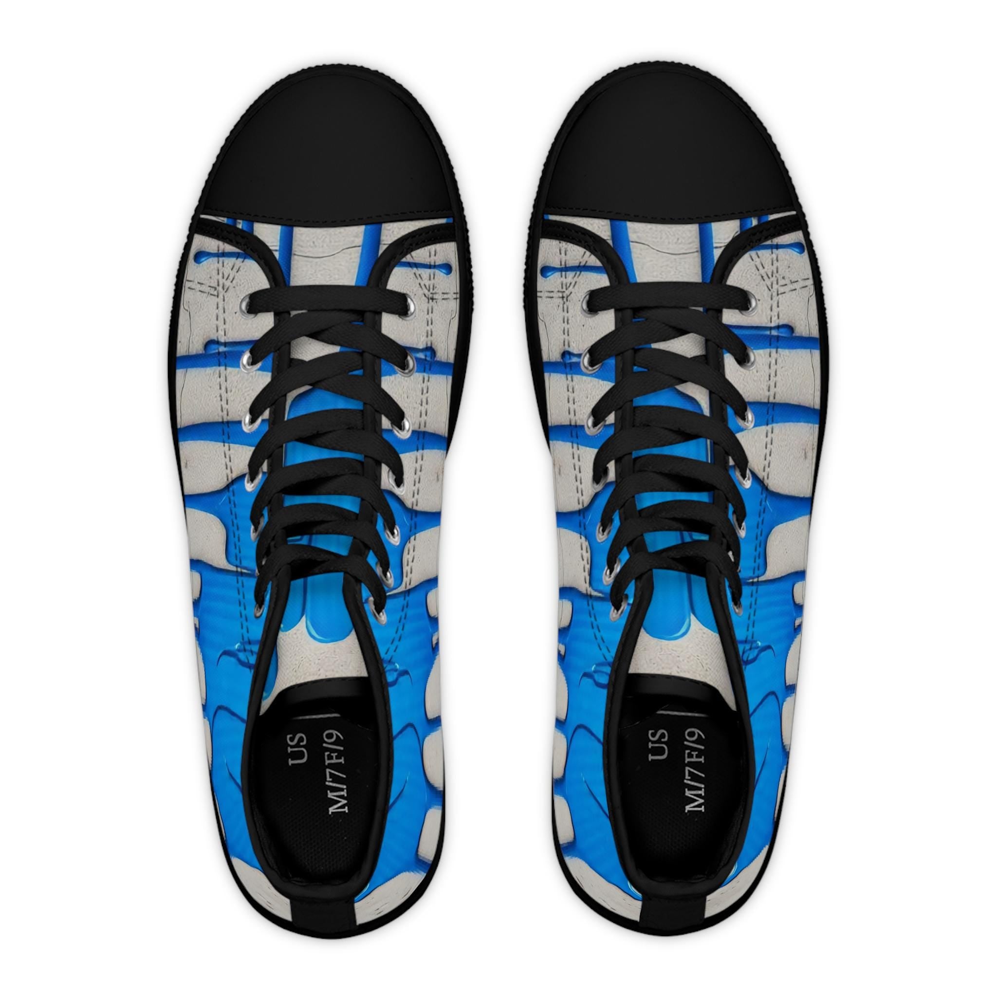 Blue Paint Drip Women's High Top Sneakers | Artistic Streetwear Shoes