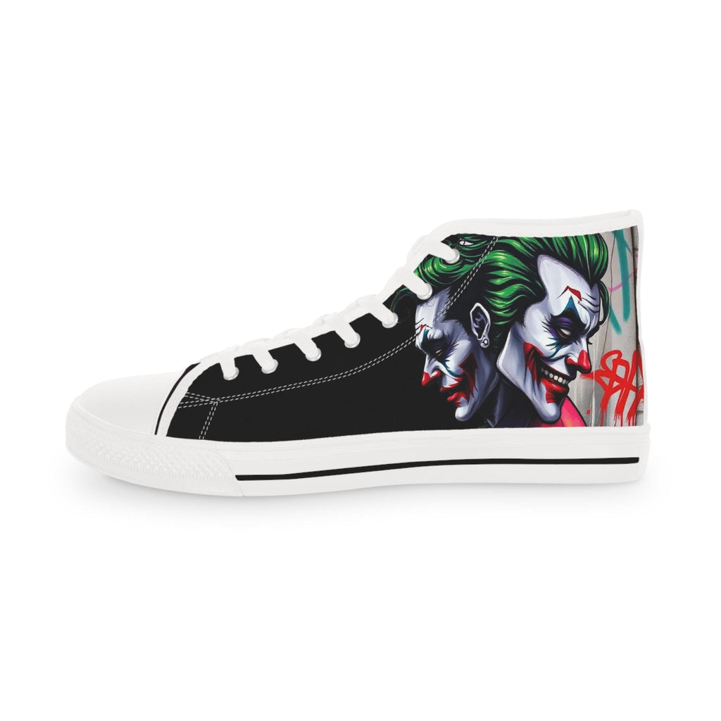 Men's Joker Clown Face High Top Sneakers, Comic Book Art Footwear