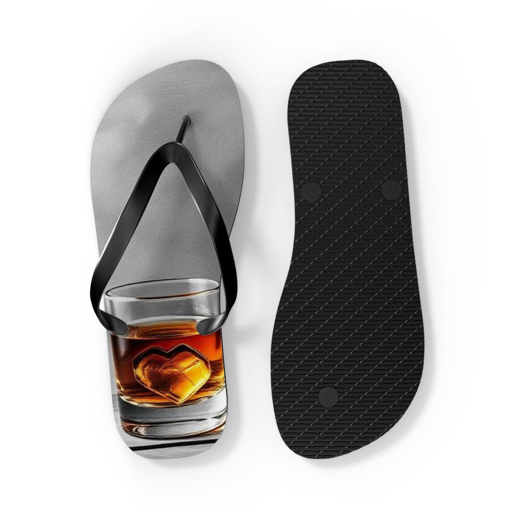 Whiskey Bottle and Heart Ice Flip Flops | Novelty Beach Sandals